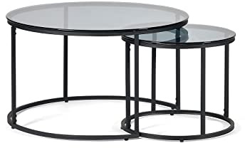 Julian Bowen Chicago Couchtisch, rund, stapelbar, Rauchglas