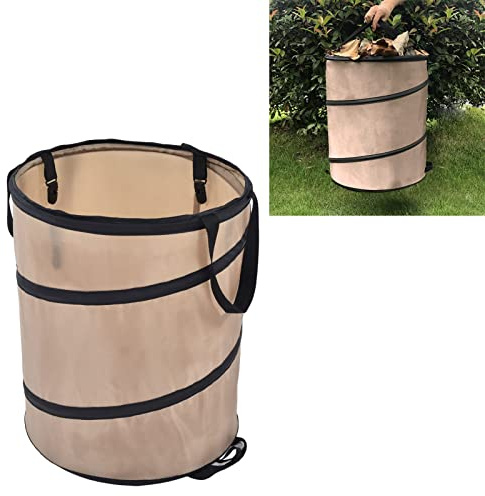 BEIJIALY 37,8 L Zusammenklappbarer Gartensack, Wiederverwendbarer Gartenabfallsack, Zusammenklappbarer Laubmülleimer, Verstärkte Stahlfeder, Oxford-Stoff, Zusammenklappbarer Behälter, Kleine Größe