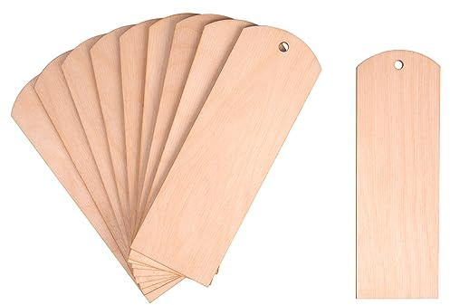 10 Stück Holz-Lesezeichen 15x5 cm - Zum Basteln und Gestalten - Unbemalt - DIY Bookmark aus Holz für Kinder & Erwachsene - Ideal für Schule, Kunstprojekte, Geschenke