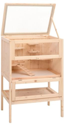 Festnight Hamsterkäfig Meerschweinchen Käfig Kleintierkäfig Rattenkäfig Hamster Käfig 55x40x80 cm Hamsterkäfig Holz Kleintierstall Massivholz Tanne