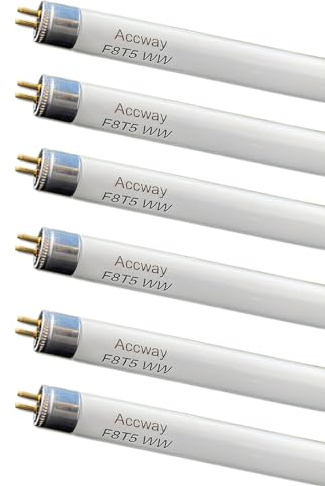 Accway (6 Pack) F8T5/WW 12’’ Linear Fluorescent Light Bulb, 8W Warm White T5 Tube, 3000K Soft White Lamp, G5 mini Bi Pins Base Replacement for Under Cabinet Light, RV, Closet