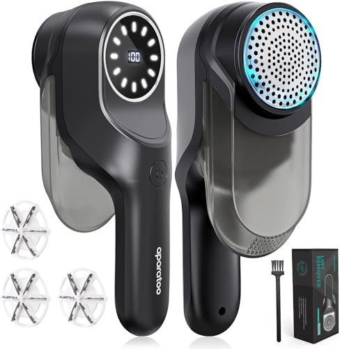 Fusselrasierer, Fusselentferner Fusselbürste für Kleidung Stoffrasierer 3 Scherköpfen Fusselrasierer Elektrisch LED-Digitalanzeige Leistungsstarker Flusenrasierbürste Fuzz Debobbler für Kleidung Sofa