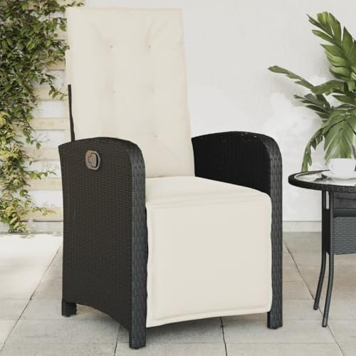 ShGaxin Gartensessel mit Fußteil Verstellbar Schwarz Poly Rattan, Gartenstühle, Gartenmöbel, Balkonstuhl, Garten Stühle, Terrassenstühle, Balkonmöbel - 365184