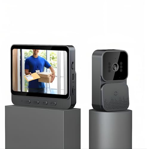 Winnes Campanello Visivo WiFi 2.4G,Spioncino Digitale Videocitofono Display 4,3 Pollici,Visione Notturna,Microfono Incorporato Audio Bidirezionale Allarme Domestico