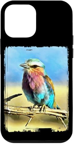 Custodia per iPhone 12 mini Pittura vibrante dell'uccello del rullo del petto lilla