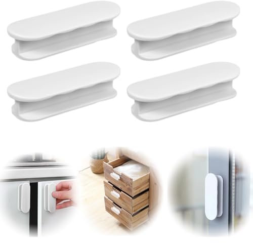 Türknauf Türgriff, 4 Stück Balkontürgriff, Selbstklebende Türgriffe, Schrankgriffe, Türgriff Balkontür Außen, Kunststoff Möbelgriff Glastür Fenstergriff