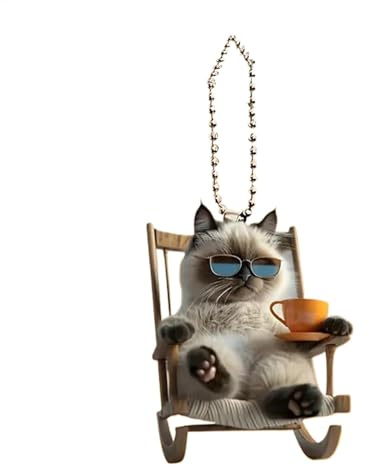 Katze Ornament für Auto | 2D Acryl Kätzchen Autozubehör - Katze Auto Innenraum Ornament Katzenliebhaber Anhänger für Weihnachtsbaum
