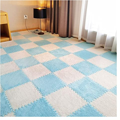EYRMQWJPC Losetas de moqueta de Felpa con diseño Entrelazado Puzzle Interlocking Foam Mats Pack of 10/12/16 Multicolor 12x12 Inches(CP 3,16 Pcs)