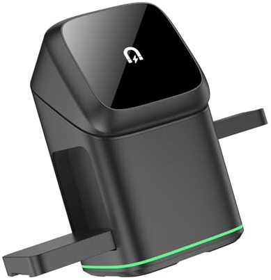 Thewasc Estación de carga rápida de metal de 15 W giratoria 3 en 1 para múltiples dispositivos móviles, accesorios de estación de metal giratoria