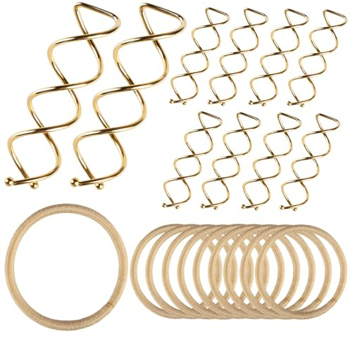 Teenitor 20Pcs Spiral Bobby Pins, Spiral Hair Pins Spin Pins for Hair, Hair Bun Maker, Hair Twist Bobby Pins for Buns Dance Accessories with 10 Hair Ties, Blonde