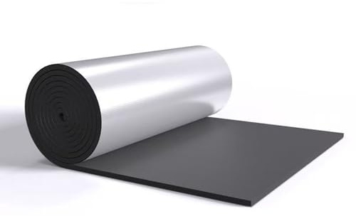 D'isolation en mousse d'aluminium réfléchissant autocollant，Isolation Phonique Auto Adhésive，Couche D’Isolation en Caoutchouc Autocollant，Pour sols, toits.(1*8m/3.2*26ft,20MM(THK))
