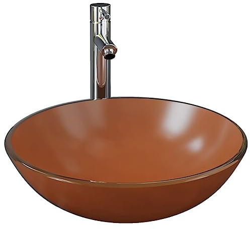 Generico Lavandino con Rubinetto e Piletta in Vetro Temperato Marrone,Articoli di ferramenta,Prodotti Idraulici,Articoli Idraulici,Lavandini,Lavandini Bagno,Marrone,8.21 kg,3098454