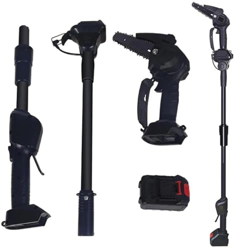 Sierra de Pértiga Eléctrica Inalámbrica 2 en 1, Mini Motosierra con Pértiga Extensible, Podadora de Árboles Ajustable en Múltiples Ángulos, Incluye 2×24V Baterías para Corte de Madera y Poda de
