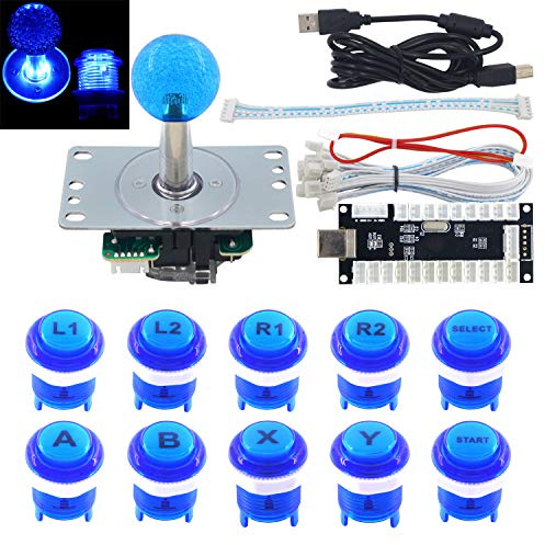 SJ@JX Arcade Game LED DIY Kit Mechanische Tastatur Schalter Arcade LED Taste LED Joystick Controller Zero Delay USB Encoder für PC MAME Retropie Jamma