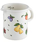 Riess, 0337-068, Küchenmaß Ø 9cm, FRUIT GARDEN, Weiß, Emaille, Vol. (rec.): 0,5 Liter, Made in Österreich, LBH: 14,6x10,4x12,1cm, 0,318kg, Deckel, Induktionskocher kompatibel, Gasherd geeignet
