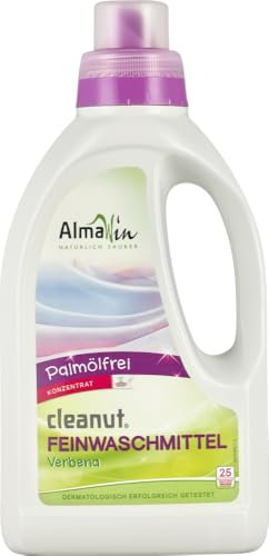 AlmaWin® Feinwaschmittel Cleanut [6x 750ml - 150 Ladungen] mit Waschnuss-Extrakt - Waschmittel mit Verbena-Duft für Feines & Buntes [20-60°C] - Flüssiges Waschmittel Natur - Öko, VEGAN & Palmölfrei