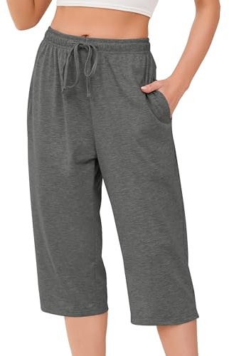 Vlazom Pyjamasbyxor för kvinnor, korta sommarpyjamas för kvinnor, 100% bomull, lätta dambyxor, perfekt för sport eller sömn