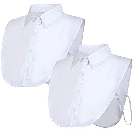 2 Piezas Collar Falso de Dama Blusa Media Camisa Cuello Falso Desmontable Camisa OL Joker Collar Decorativo Collar Dickey Corbata con Puño Falsa Punta de Solapa Blanco para Mujer