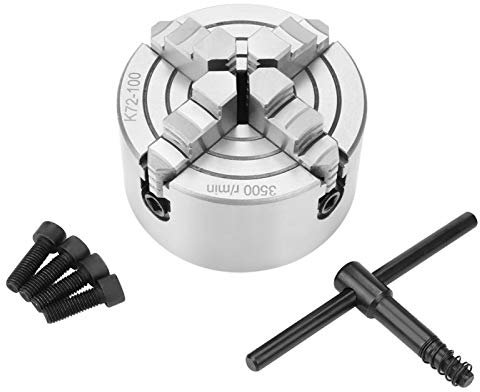 Kuuleyn Mandrin de Tour, pièces de Tour de mandrin, 4 Pouces SANOU K72-100 mandrin de Tour en métal réversible indépendant à 4 mâchoires Accessoires de Machine de Tournage