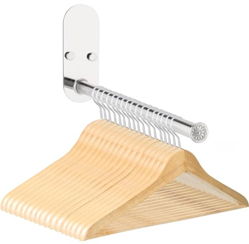 XINYUWIN Stainless Steel Clothes Hanger Storage Rack,Wall Mounted Clothes Hanger Organizer, Clothes Bar-Hanger Holder Hooks, Laundry Room Coat Hanger,Space Saving Adhesive OR Drilling Installation