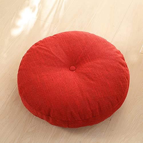 ZZZYZ Runde Baumwollleinen Yoga Sitzkissen Super Soft Cord Meditationskissen Waschbar Atmungsaktiv Yogakissen Für Wohnzimmer Dekoration-Rot 60cm(24inch)