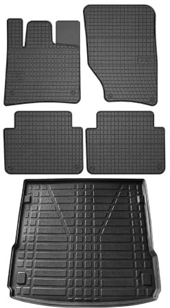 Fußmatten & Kofferraumwanne Set kompatibel mit Audi Q7 4LB 2006-2015 Gummi TPE Schwarz 5X