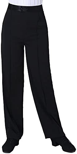 Libaobaoyo Boys Kids Latin Ballroom Dance Pants Elastic Waist Professional Jazz Modern Perfomance Trousers, Black-3, 6-7 Years