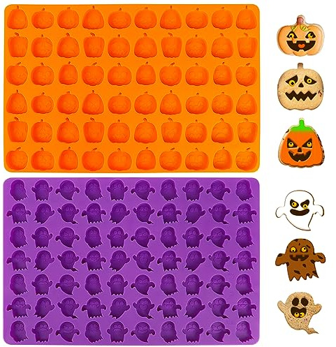 UCEC Halloween Backform, 2 Stück Silikonformen Backen, Halloween Schokoladenform, Pralinenform Silikon für DIY Halloween Kürbis Geister