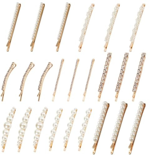 craspire 24 Stück 8 Stile Strass Bobby Pins Perle Kristall Haarnadeln Haarnadeln Dekorationen Goldene Haarspangen Kopfschmuck Haarspangen Zubehör Für Hochzeit Weihnachten Frauen Dame Mädchen