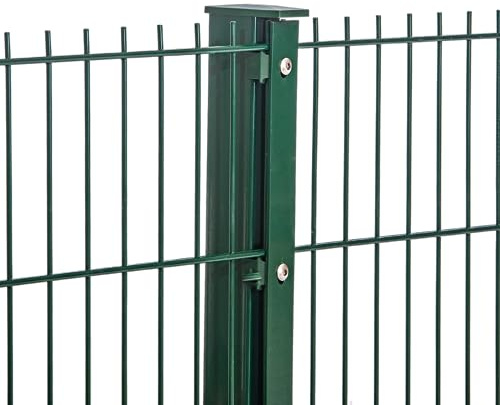 Doppelstabmattenzaun 656 | Komplett Set | Moosgrün | Zaun Set | Stabmattenzaun Pfosten mit Leiste 10-163 cm