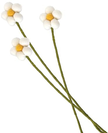 your castle Filzblumen, handgemachte Dekoblumen, fairer Handel, nachhaltige Deko aus Filz, realistische Kunstblumen, künstliche Stoff Blumen, 3 Stück mit Blüten in weiß