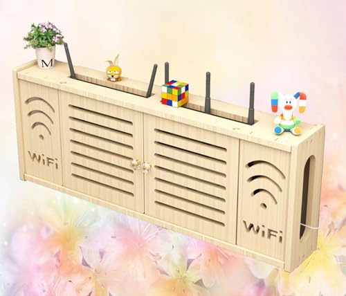 Router Schrank Wandmontage Router Regal Holz Weiß Leisten Kabel Verstecken Kabel Organizer Box,C-71x28cm