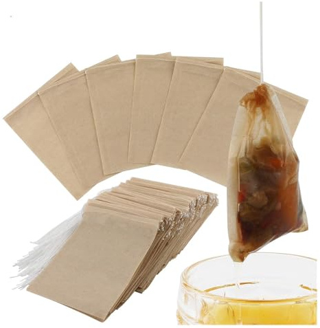 LYMYBETY Tea Filter Bags, Disposable Paper Bag with Drawstring Safe Strong Penetration Unbleached for Loose Leaf and Coffee (300)
