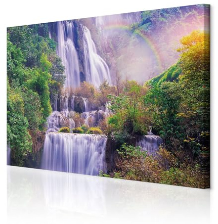 decomonkey Akustikbild Premium Wasserfall 120x80 cm 1 Teilig Kunst Wandbild | Akustikpaneele, Akustikdämmung, Schallschlucker, Schallabsorber, Schalldämmung, Akustikplatten, Schallschutz, Leinwand