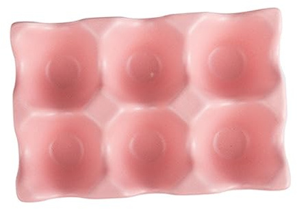 Eierhalter aus Keramik mit 6 Fächern für Kühlschrankaufbewahrung | Rutschfester Boden, Stoßfeste Form, Moderne Elegante Ausführung, Rosa, für Küchenlagerung