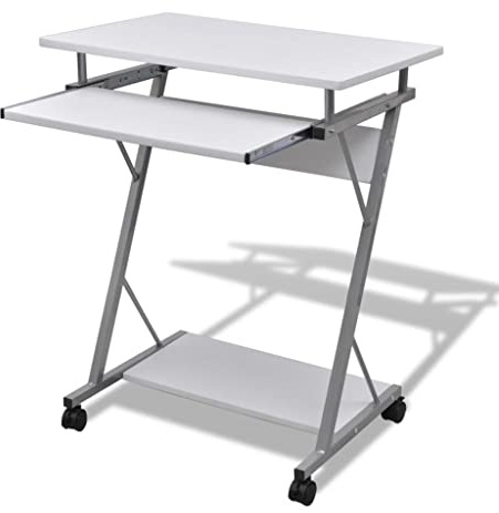 CKioict Computertisch Computerwagen PC Tisch Bürotisch Laptop auf Rollen weiß Gaming Schreibtisch computertisch tastaturauszug Geeignet für Büros, Wohnungen, leerstehende Räume