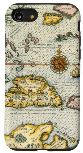 Coque pour iPhone SE (2020) / 7 / 8 Carte des monstres de la mer des Caraïbes du XVIe siècle