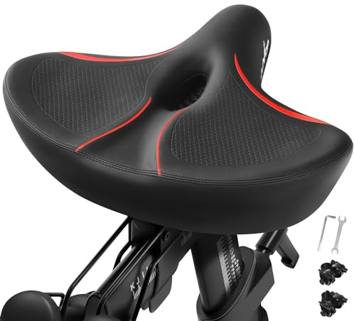 Oversized Bike Seat, Comfort Bicycle Seat Replacement for Men & Women, Extra Wide Bike Saddle Compatible with Peloton, Echelon, Exercise, Electric, Cruiser Bikes
