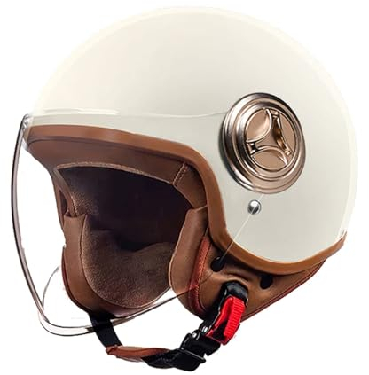 Halb-Jet-Motorradhelm für Herren, ECE-geprüfter halboffener Helm, Urban-Jet-Helm, kompakter Motorrad- und Rollerhelm für erwachsene Damen mit kratzfestem Visier E,54-61CM