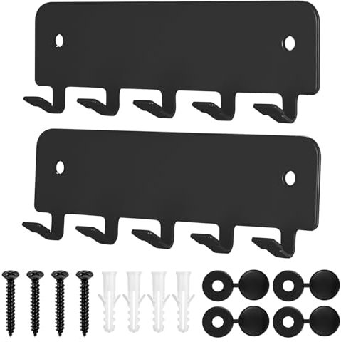 Schlüsselbrett mit 5 Haken, Schlüsselhalter Wandhaken, Metall Schlüsselhaken, Schlüsselboard, Schlüsselleiste für Schlafzimmer Wohnzimmer Badezimmer, Hakenleiste für Schlüssel Wandlagerung (Schwarz)