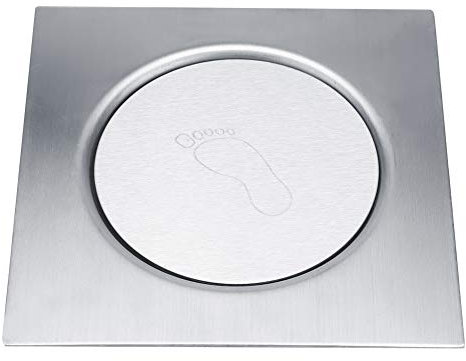 XHTLLO Edelstahl-Pedal-Bounce-Bodenablauf, Wasserentladungs-Badezimmerablauf zur Geruchsverhinderung in Waschräumen, Garagen und Kellern (5-Brushed)