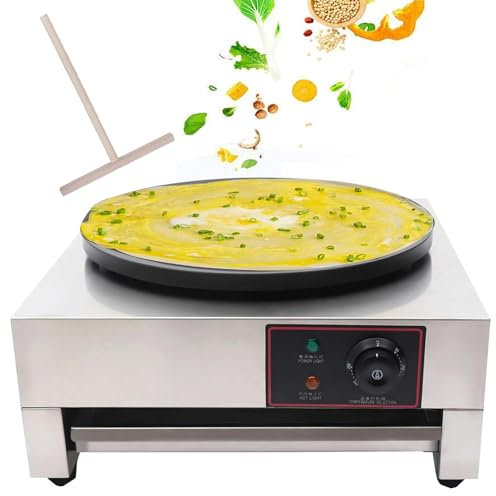 JJENXYYDS Horno para panqueques de Acero Inoxidable de un Solo Cabezal, Mesa para Hacer Crepes y sartén para panqueques Estufa con espátula, Temperatura Ajustable, para blintzes, Huevos y Tortillas