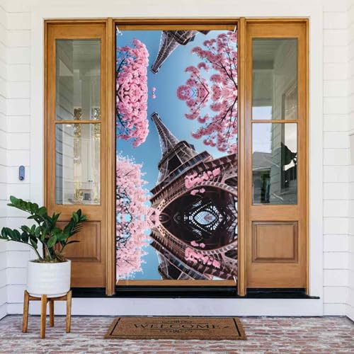 Ölgemälde Paris Eiffelturm Türabdeckung Dekoration Hintergrund Banner für drinnen und draußen, Party-Dekoration, 80 x 183 cm