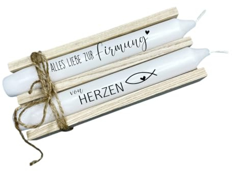 AWASG Kerze mit Spruch 2er Set Firmung - Stabkerze als Geschenk Mädchen Jungen Patenkind - Geschenkkerze zur Firmung Firmgeschenk