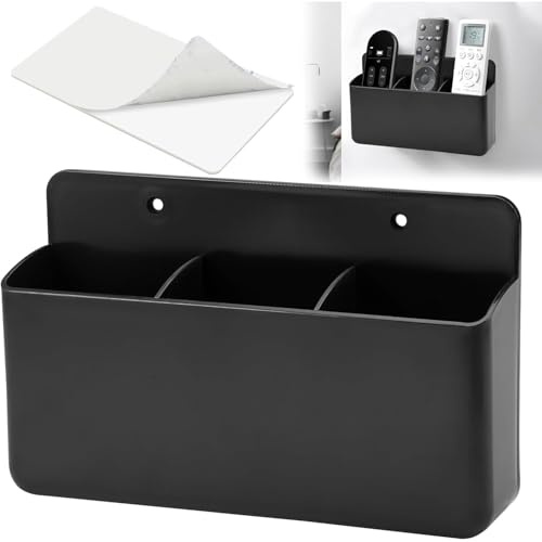 3 Slots Autoadhesivo Soporte Mando Pared, Universal Organizador Mandos Tv Con Todos Mandos Distancia, Organizador Mandos Tv Soporte Para Bolígrafos,Negro Soportes Para Mando Para Hogar Oficina Escuela