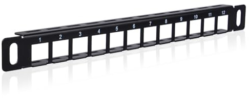 GeeekPi Panel de conexión Keystone en blanco de 10 pulgadas 0.5U de 12 puertos para DeskPi RackMate T0/T1/T2/T0 Plus/T1 Plus, panel de gestión de cables para Ethernet CAT5/CAT5e/CAT6/CAT6a