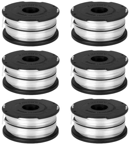 Odashen 6 Pack DF-065 Replacement Spool Line for BLACK+DECKER GH710 GH700 GH750 Electric Trimmer, 36ft 0.065 String Trimmer Dual Line Spool for 90517175, 90567225N Spools 900745470