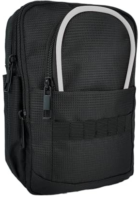Golf Wertsachen-Tasche mit 3 Reißverschlusstaschen, Golfball-Organizer für 28 Bälle, Entfernungsmesser & Tees, Schwarz
