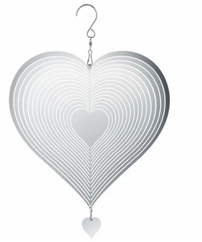 Éolienne en acier inoxydable 3D à suspendre en métal - Carillon éolien en forme de cœur pour extérieur, intérieur, balcon, cour, décoration de jardin