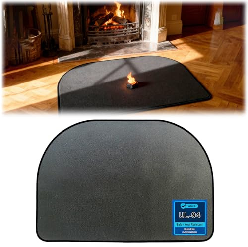 Wsndyjia Fireproof Hearth Rug - 3-Layer Silicone Fiberglass Sparks Embers Fireplace Mat, Heat Resistant, Fire Retardant Fireside Pad, Non-Slip, 80x50x0.1cm, Durable, Safe for Wood & Tile Floors